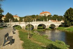 Cycle path by the Oslava River with a view on the castle